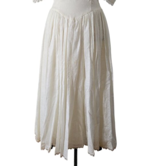 70s/80s Jessica Mcclintock Gunne Sax Creamy White Floral Print Lace Dress 8 - Picture 10 of 16